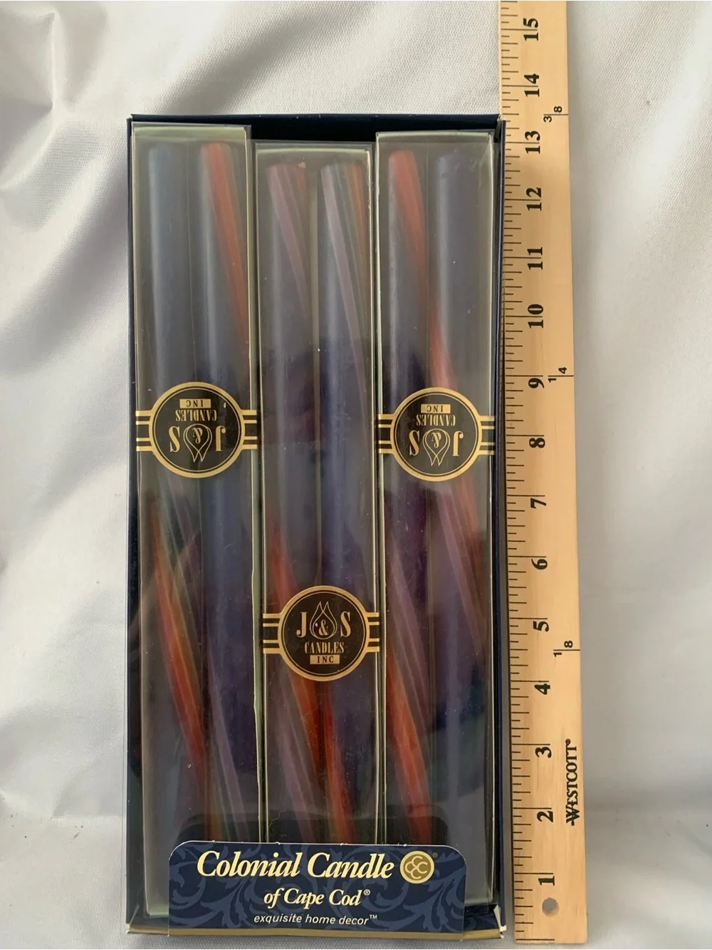 Vintage Mix of 12 Multicolor Colonial Candles and J&S 12